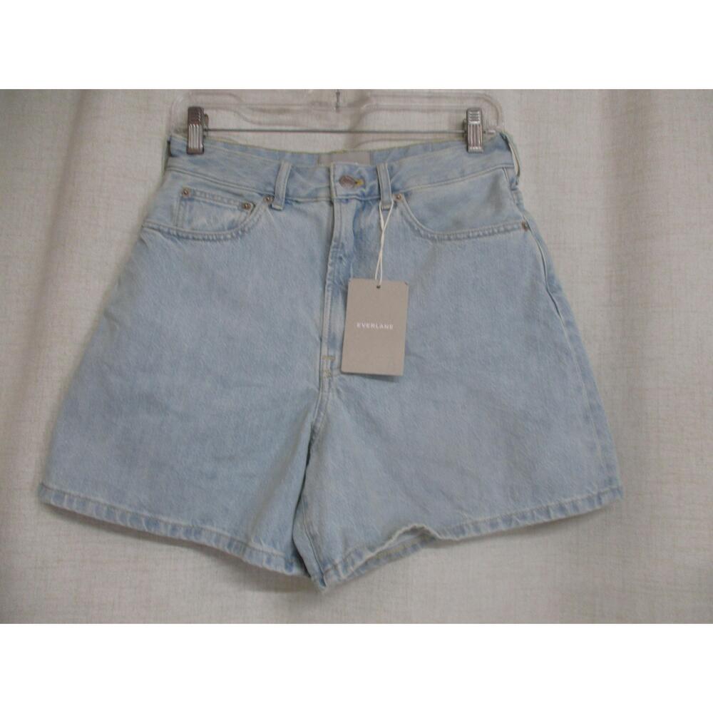 * NEW * EVERLANE Light Blue High Waisted  Organic Cotton A Line Denim Shorts 28